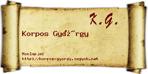 Korpos György névjegykártya